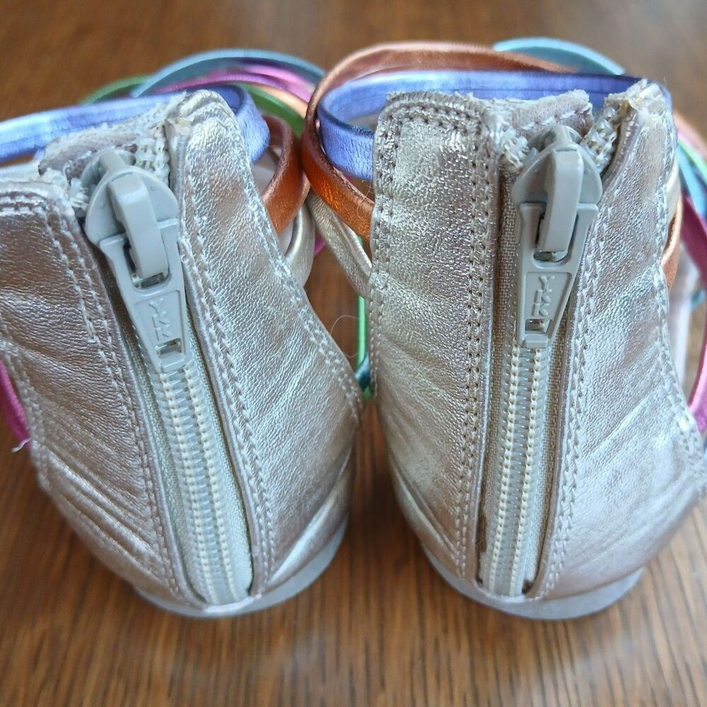 SO Girls Delaine Rainbow Metallic Gladiator Sandals Sz 1 NWOT - Picture 4 of 6